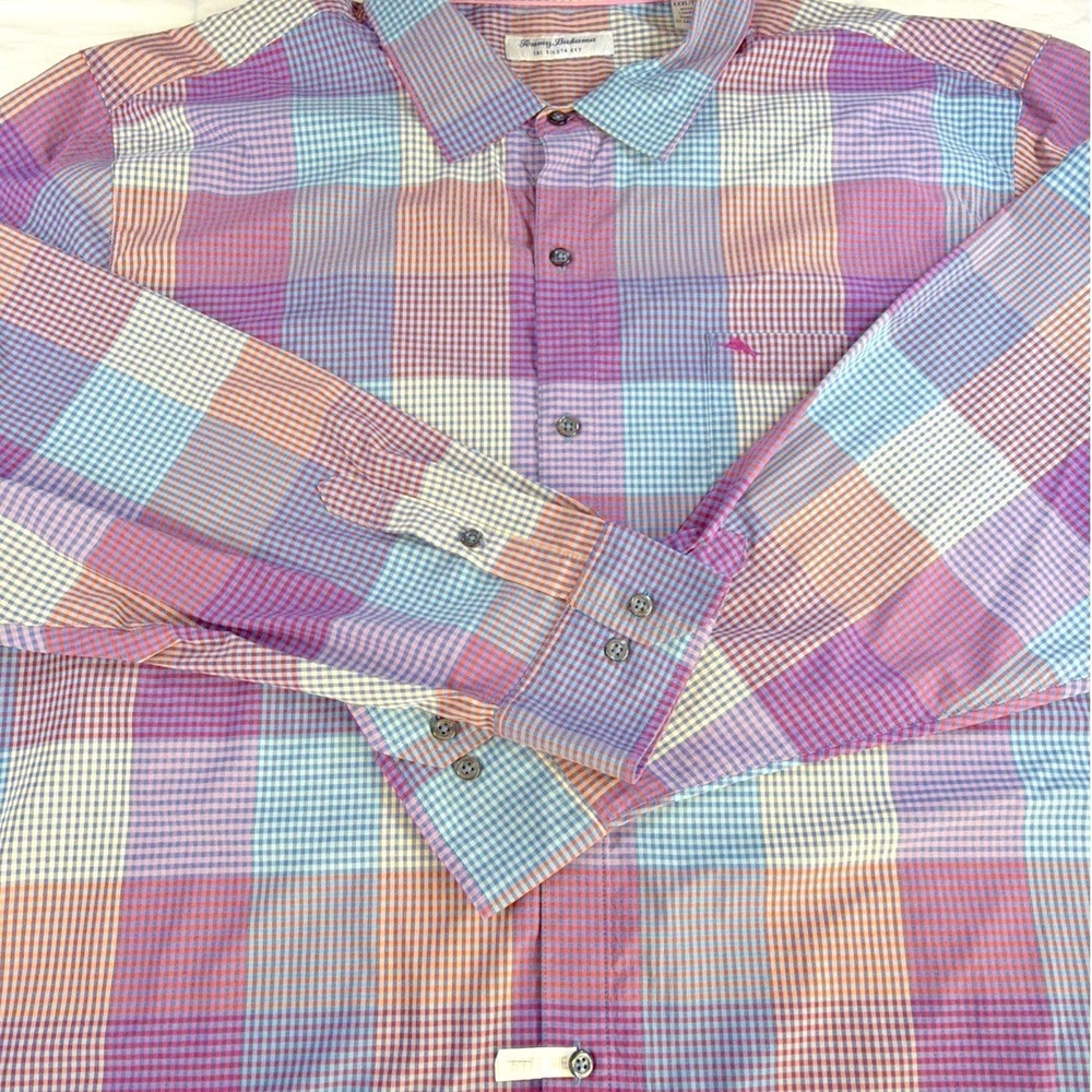 Tommy Bahama Siesta Key Paloma Check Stretch Button Up Long Sleeve Size 3XL - Picture 5 of 16